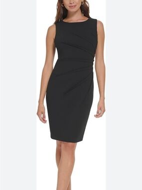 Calvin Klein Black Sleeveless Midi Sheath Dress